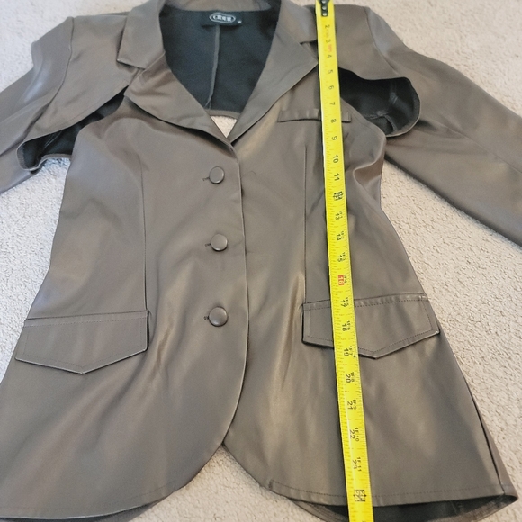 Cider Brown Faux Leather Cutout Blazer - Picture 5 of 9